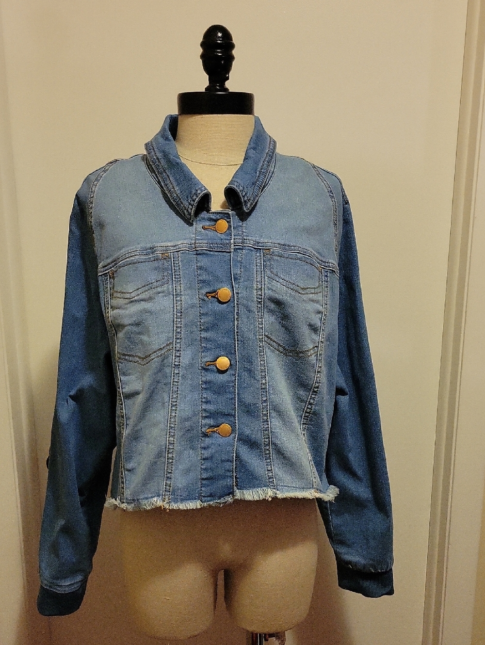 NWOT: Universal Thread High-Low Fringed Hem Jean Jacket
